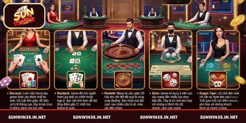 Điểm danh top game nên thử tại Live Casino Sunwin